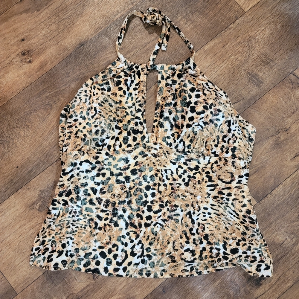 Plus size Leopard print tankini